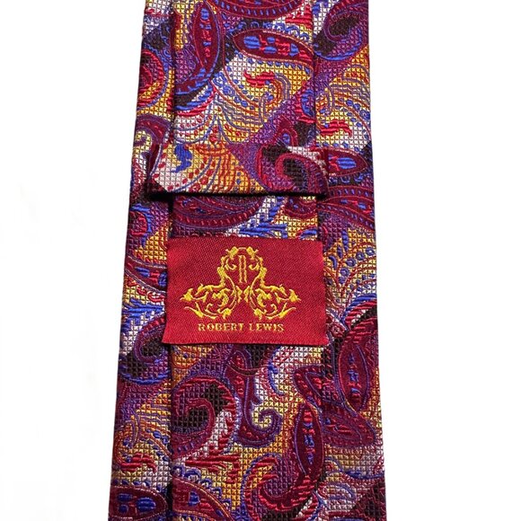 Robert Lewis Paisley Silk Tie – Vintage Elegance with Ornate Detailing - Picture 2 of 6